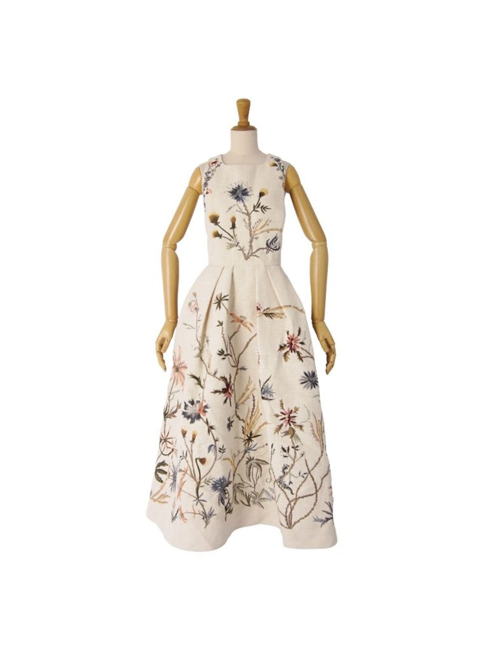 Dior Dress Runway Wear Sleeveless Embroidery Floral Top Cotton Linen Beige